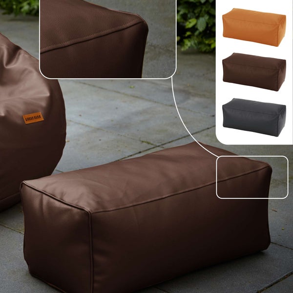 Green Bean Sitzhocker aus Kunstleder - Pouf mit EPS Perlen Füllung - 70 x 33 x 28cm - perfekte Ergänzung zum Sitzsack - Sitzwürfel Sitzkissen Hocker Fußhocker - Dunkelbraun