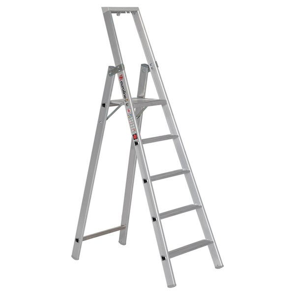 Aluminium Stufenleiter mit fünf Stufen und Haltebügel