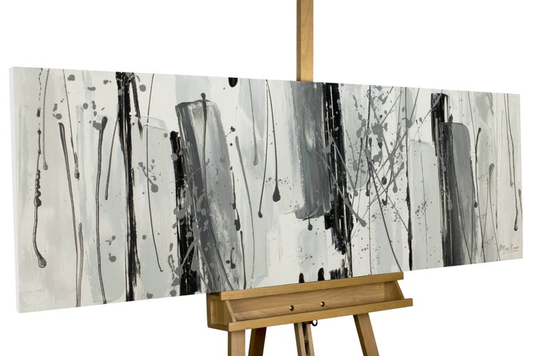 Handgemaltes Gemälde Acrylfarbe 150x50cm Schwarz