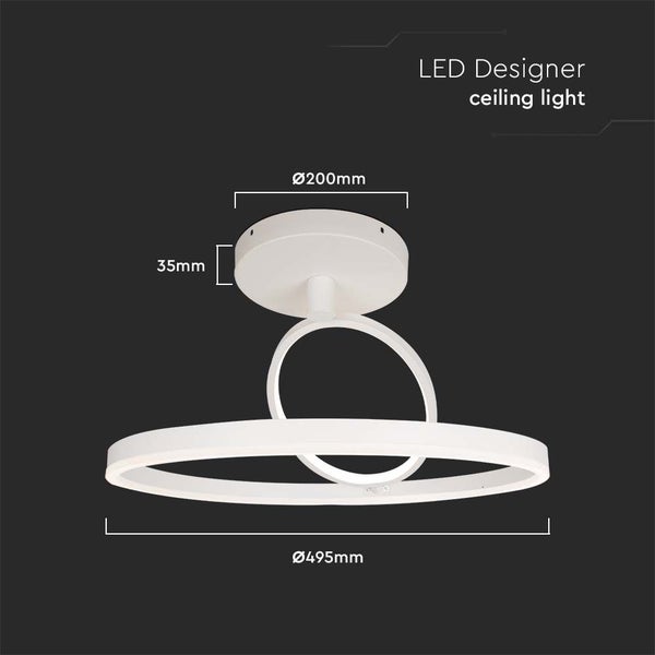 LED Designer Deckenleuchte mit den Massen 200 mm und 495 mm