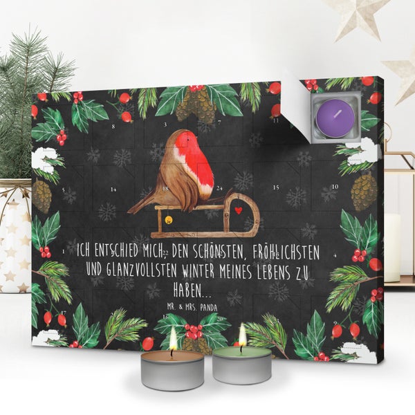 Mr. & Mrs. Panda Duftkerzen Adventskalender Rotkehlchen Schlitten - Schwarz