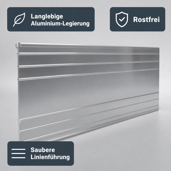 Rechteckiges Profil aus Aluminium mit langlebiger Legierung und rostfreier Oberfläche für eine saubere Linienführung.