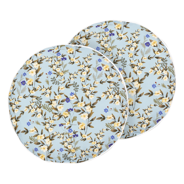 Gartenkissen 2er Set VALLORIA Blumenmuster 40 x 40 cm Hellblau