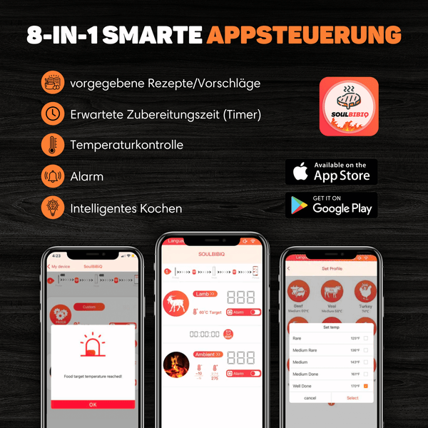 Vulpes Goods Küchenthermometer - Fleischthermometer - mit App - Fleischthermometer - Ofenthermometer und Kochthermometer