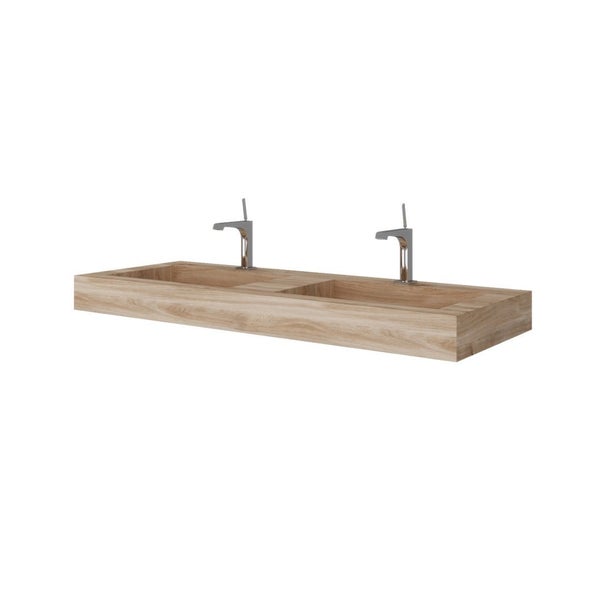 HPL Doppelwaschtisch in 120cm Holzoptik Eiche Honig