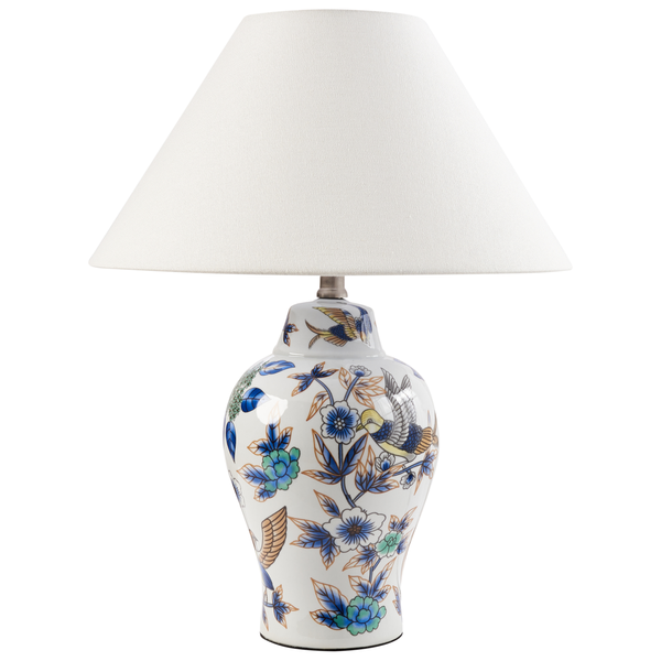 Tischlampe MORACA Porzellan Weiß / Blau