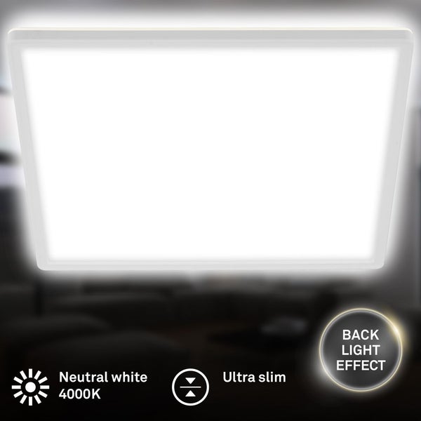 Flache LED Deckenleuchte mit neutralweissem Licht und Hintergrundbeleuchtung