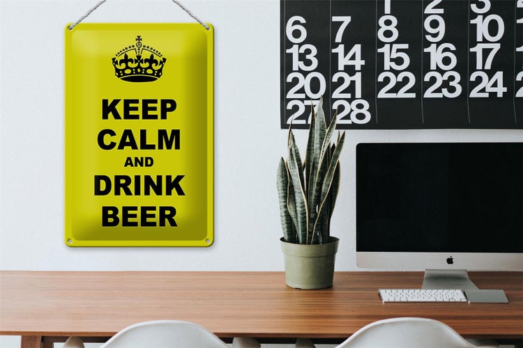 Blechschild Spruch 20x30cm keep calm and drink beer