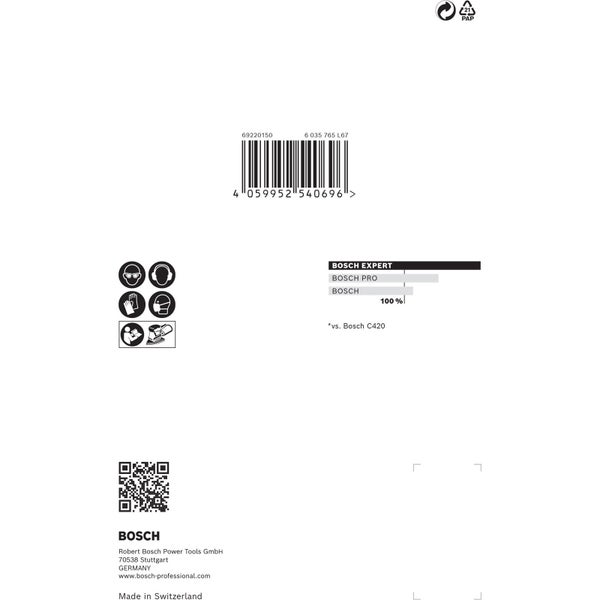 Dreieckiges Schleifpapier mit den Maßen 150 mm x 100 mm.