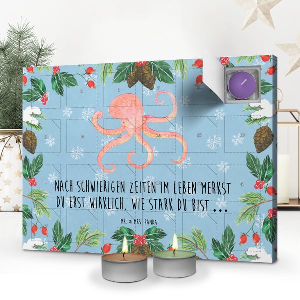 Mr. & Mrs. Panda Duftkerzen Adventskalender Tintenfisch - Blau Pastell