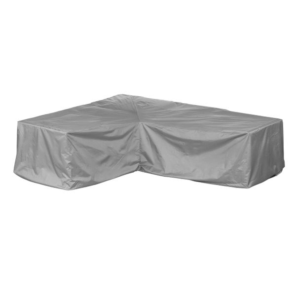 Mehr Garten - Premium PROTECT Eck-Lounge-Abdeckung asymmetrisch Ottomane links, 255(B)x195(T)x80(H) cm I Schutzhülle wasserdicht, UV-beständig, atmungsaktiv, Gewebe I Taupe/Hellgrau