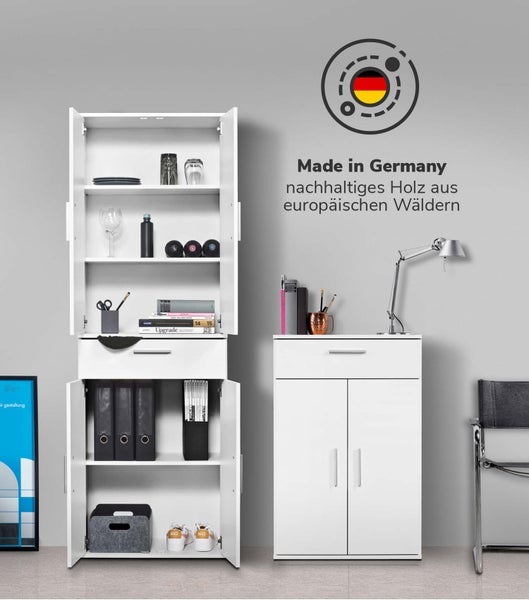 mokebo Schrank Set 2-teilig in Braun 'Die Allzweckwaffe', Set aus Midischrank und Mehrzweckschrank