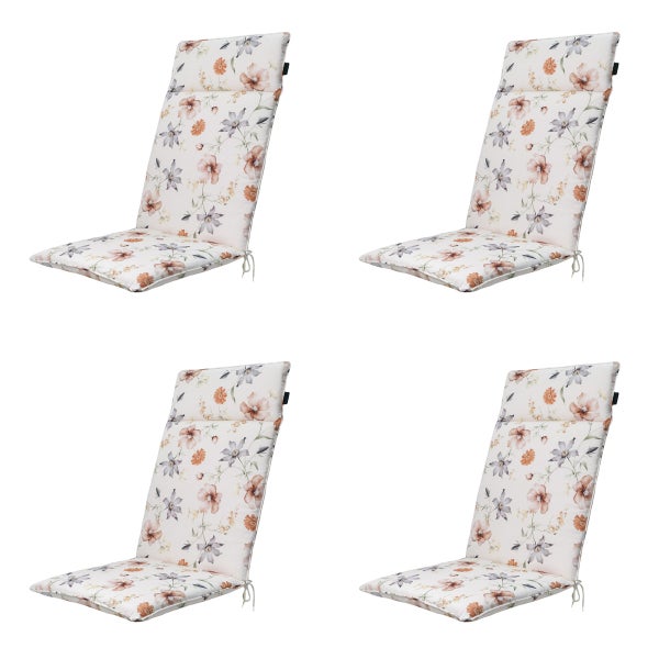 Hochlehnerauflage Florina natur - ca. 120x50 cm - 4er-Set