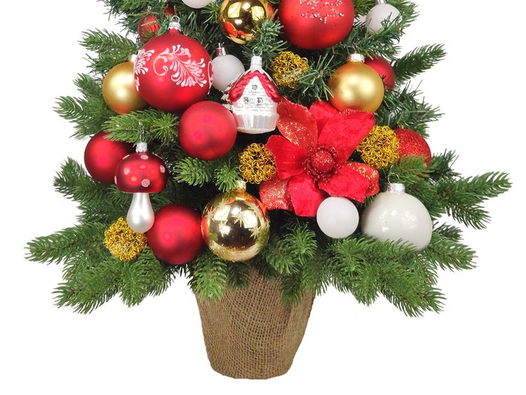 LAALU Set Weihnachtskugeln 81 Stück in Box PREMIUM RED für Weihnachtsbäume bis 100 cm