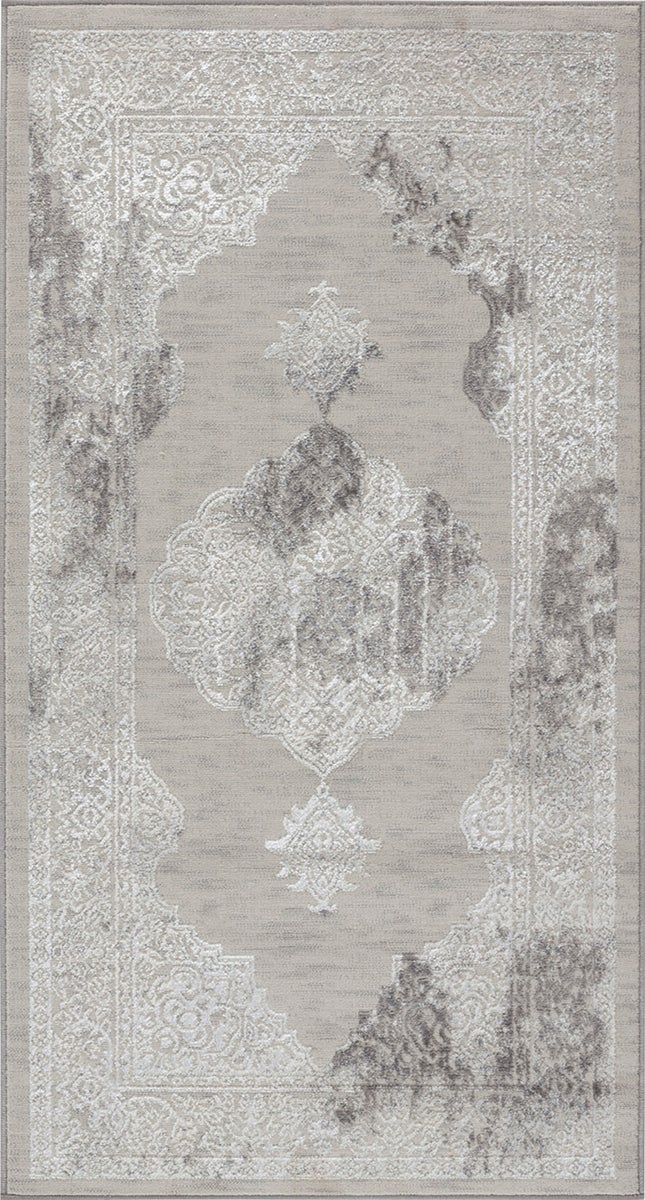 Vintage Orientalischer Teppich - Weiß/Grau - 80x150cm - AZRA