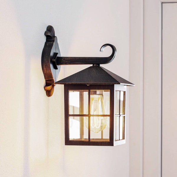Lindby Wandleuchte außen Ida (Retro, Vintage Antik) aus Aluminium (1 flammig E27) - Außenwandleuchten Wandlampe Led Außenlampe Outdoor für Außenwand/Hauswand Haus Terrasse & Balkon