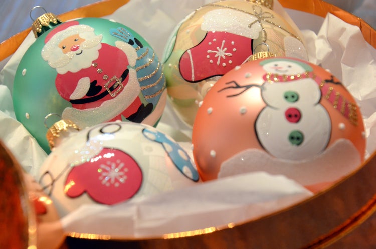 Set American Diner 50er Jahre, 4-teilig, creme glanz/mintgrün matt/weiß glanz/rosa matt, 8cm, 4 Stck., Weihnachtsbaumkugeln, Christbaumschmuck, Weihnachtsbaumanhänger