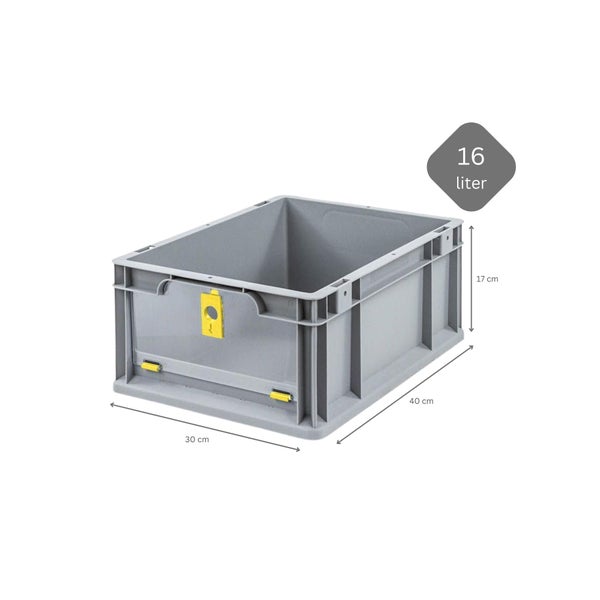 PROREGAL Eurobox NextGen Insight Cover HxBxT 17 x 30 x 40 16 Liter Niedrig/Gelb Eurobehälter Transportbox