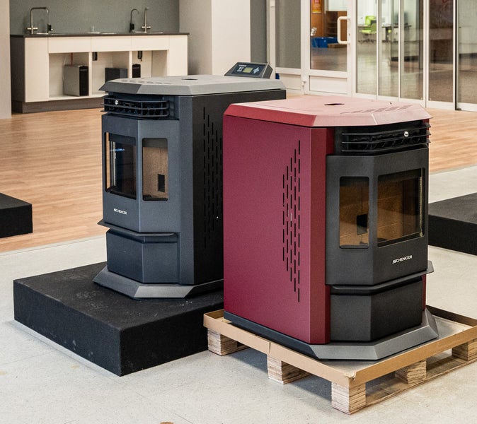 SCHENGER Pelletofen HLP3602 Rot A++ 9,3kW Vollautomatisch+WIFI+Eco Modus