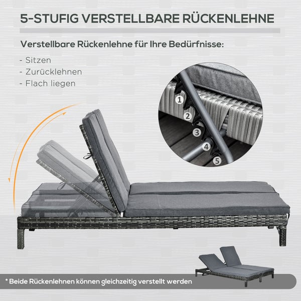 Hund sitzt in einem grauen runden Hundebett aus Samt mit Holzbeinen