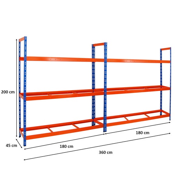 PROREGAL Mega Deal 2x Reifenregal Tiger XL HxBxT 200 x 180 x 45 cm Bis Zu 42 Reifen Blau-Orange