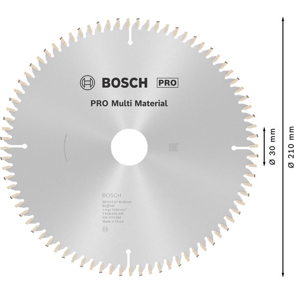 Bosch PRO Multi Material Kreissägeblatt 210 x 2,5 x 30 mm - 2608640445