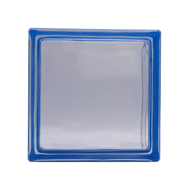 Klarglas-Glasbaustein mit blauem Rand