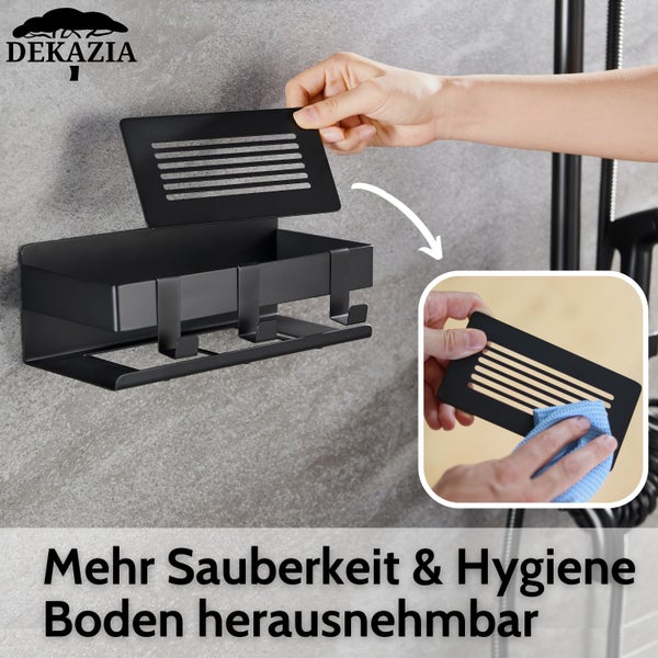 DEKAZIA® Duschablage ohne Bohren schwarz Duschregal ohne Bohren Shampoo Halterung für Dusche Duschablage schwarz Duschregal schwarz Duschablage schwarz ohne Bohren Duschkorb schwarz Badregal