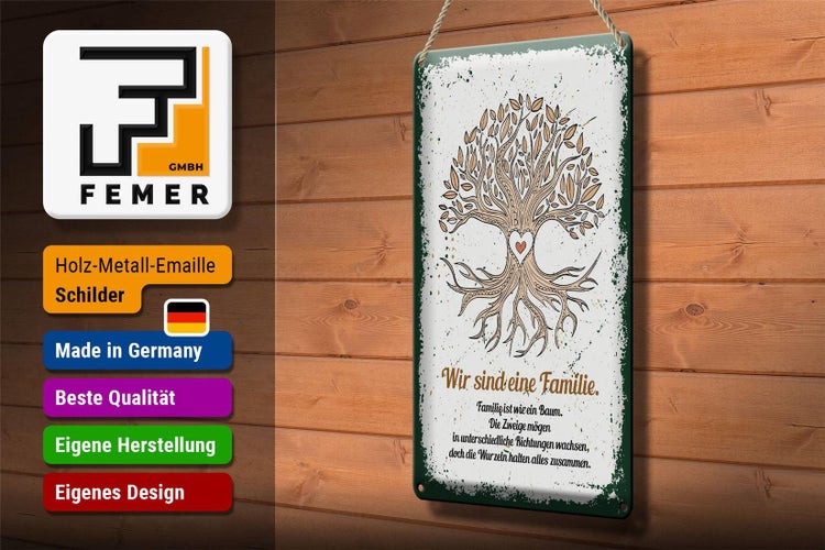 Blechschild Spruch Wir sind Familie alles zusammen 20x30cm