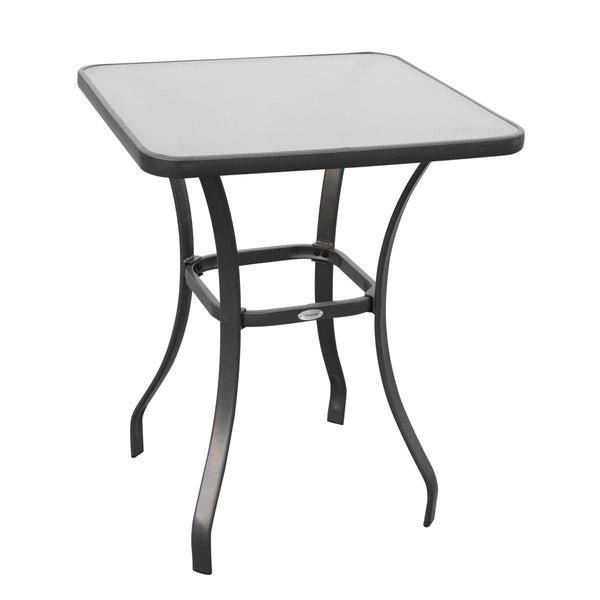 Outsunny Gartentisch Bistrotisch Glastisch Hartglas+Metall Schwarz L68,5xB68,5xH84cm