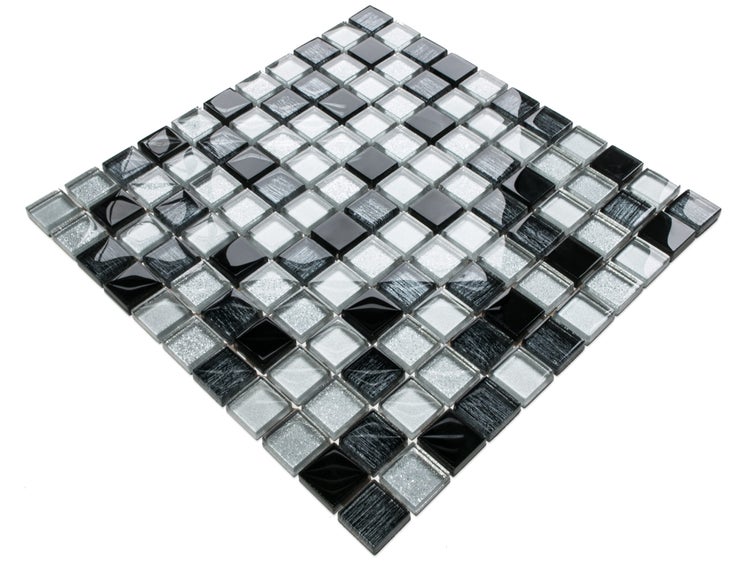 Glasmosaik auf Netz für Bad und Küche 30cm x 30cm  - Black Sabbath