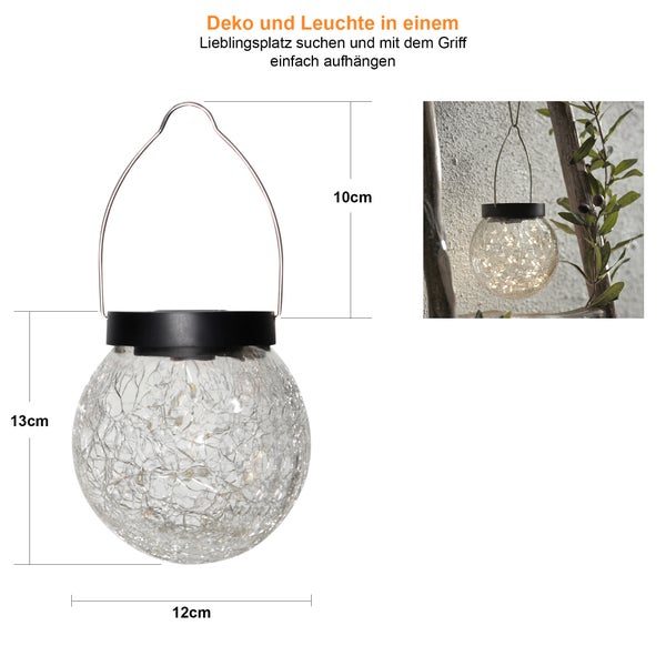 Dekorative Glaskugel mit Aufhängevorrichtung für den Außenbereich