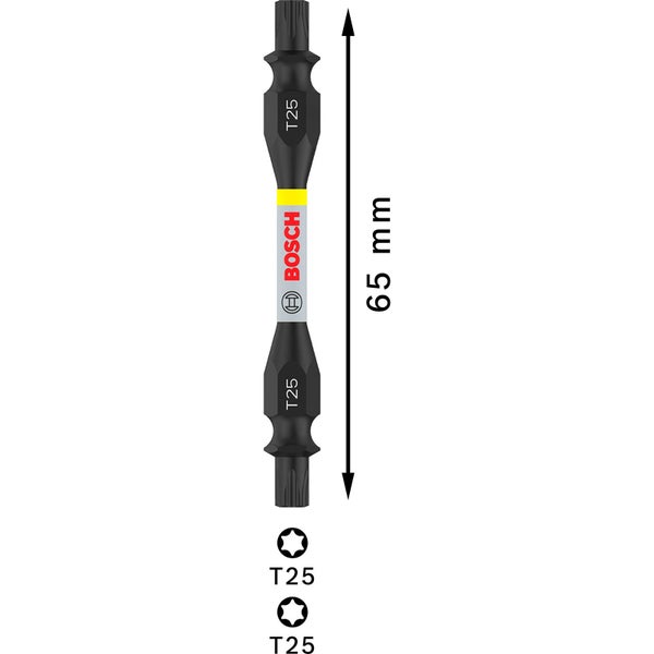 Bosch PRO Impact Schrauberbit mit Doppelklingen und Pick and Click-Einsätzen T25 65 mm - 2608522541