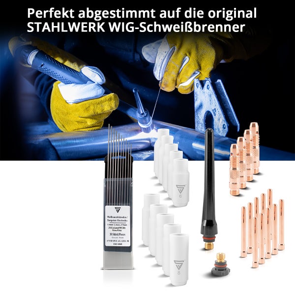 STAHLWERK WP26 WIG Verschleißteile Set 36tlg Schweißzubehör für WP SR 17 18 26