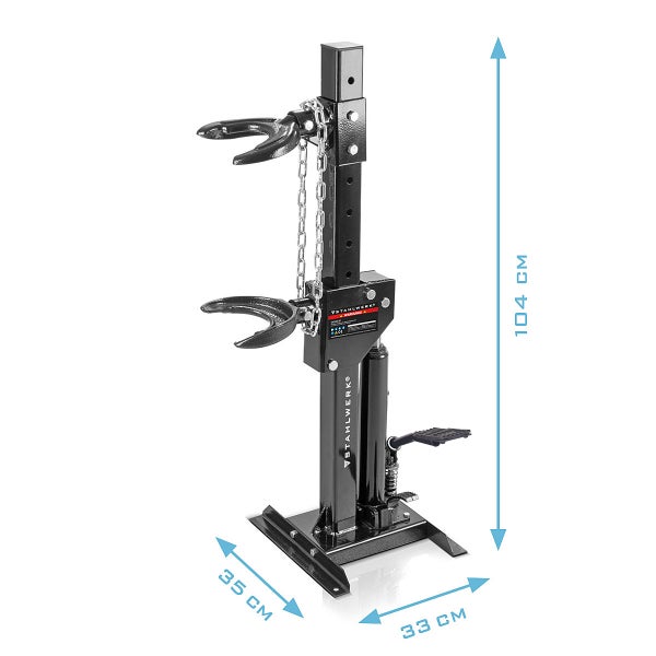 Motorradheber mit den Maßen 104 cm Höhe, 35 cm Breite und 33 cm Tiefe