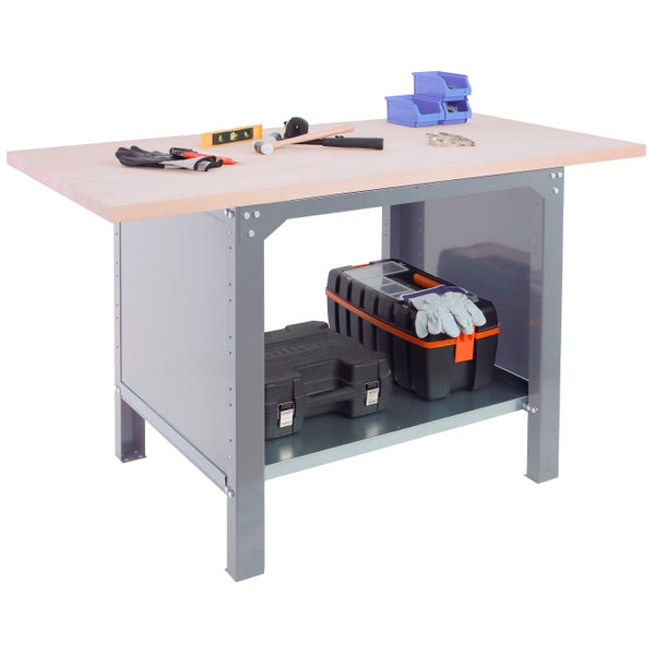 Werkbank BUFFALO WOOD | HxBxT 86,5x120x75cm | Traglast 1000kg | Grau