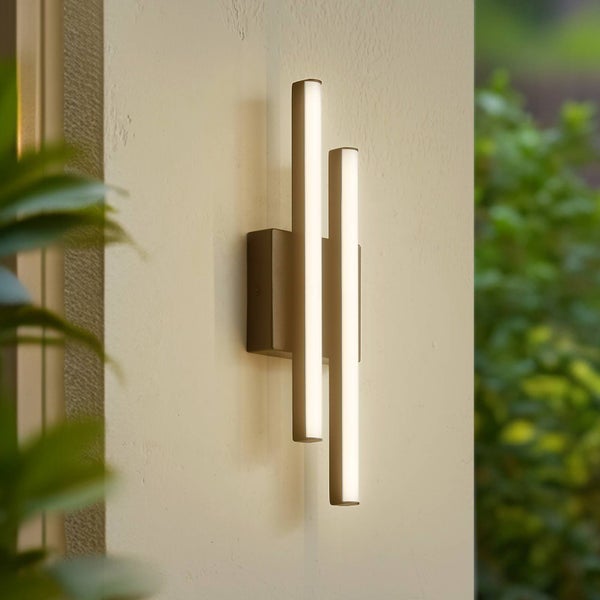 Lindby LED Wandleuchte außen Abelia (spritzwassergeschützt (Modern) in Schwarz aus Aluminium (2 flammig, ) - Außenwandleuchten Wandlampe Led Außenlampe Outdoor für Außenwand/Hauswand