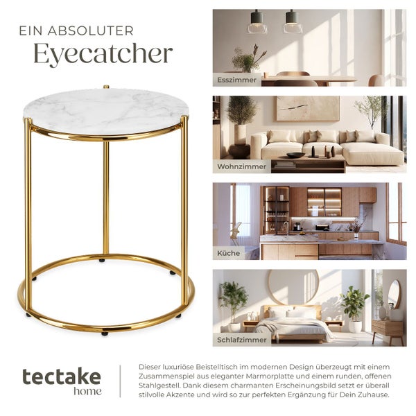 Beistelltisch mit Marmorplatte und Stahlgestell in Esszimmer, Wohnzimmer, Küche und Schlafzimmer
