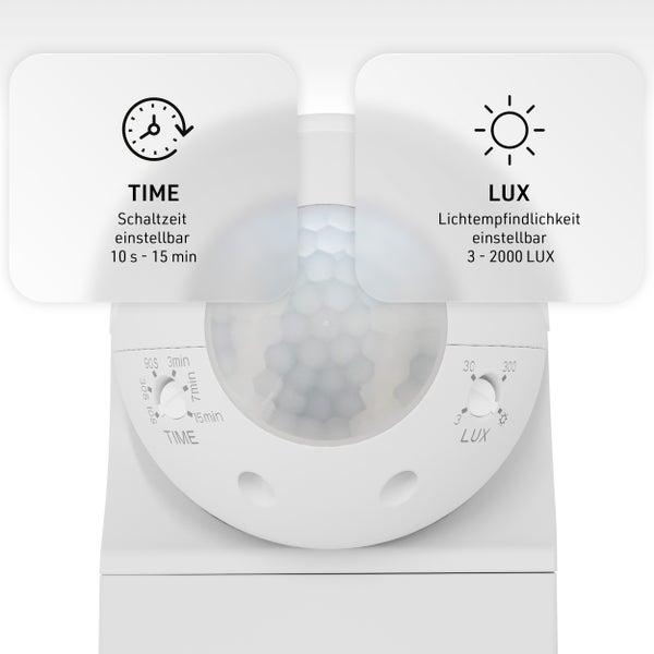 Oktaplex Anja Bewegungsmelder Außen Bewegungssensor schwenkbar 180 Grad PIR-Sensor 12m Reichweite für Innen und Außen weiß