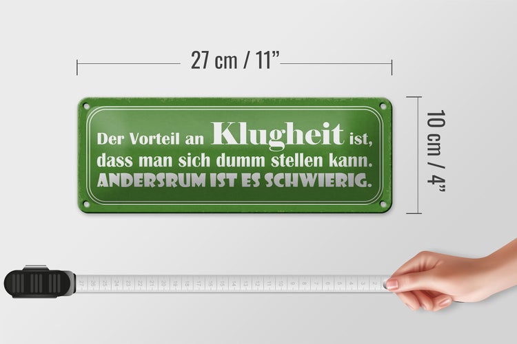 Blechschild Spruch 27x10cm Klugheit dass sich dumm stellen Dekoration