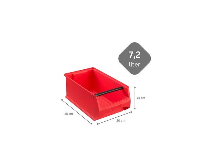 PROREGAL SuperSparSet 18x Rote Sichtlagerbox 4.1 mit Griffstange HxBxT 15 x 20 x 35 cm 7,2 Liter Sichtlagerbehälter