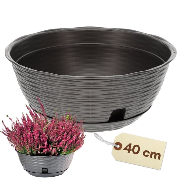 Blumenampel aus Kunststoff, circa 40 cm mit Preisschild