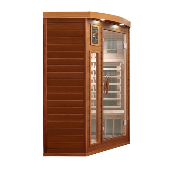 Dewello® Infrarotkabine Infrarotsauna LAKEFIELD PRO Zeder 140cm x 140cm inkl. 4 Duo-Strahler, 2 Vollspektrumstrahler, 2 Karbonstrahler