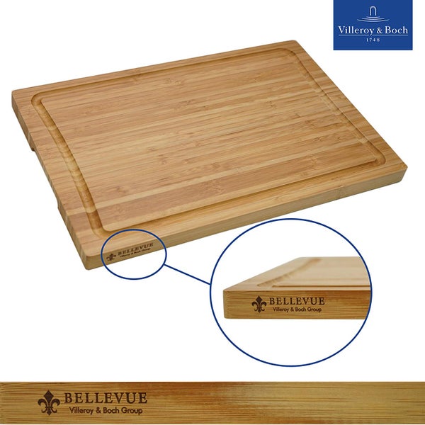 Villeroy&Boch Bambus Holz Schneidebrett, 39.5 x 26 x 2cm, mit Auffangrille, Küchenbrett