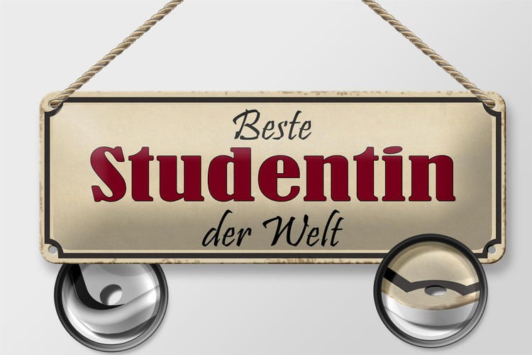 Blechschild Spruch 27x10cm beste Studentin der Welt Dekoration