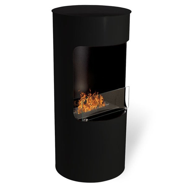 Ethanolkamin im zylindrischen Design mit Feuereinsatz und Schutzglas