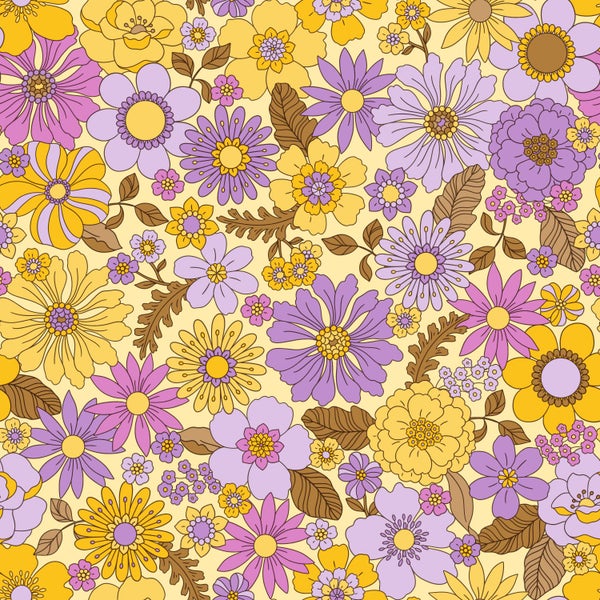 Blumenmuster mit verschiedenen Blumen und Blättern