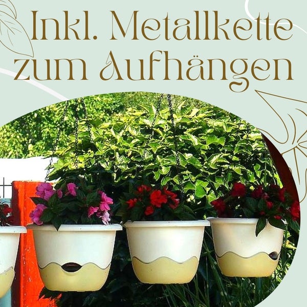 Blumentopf hängend Blumenampel Hängetopf Hängeampel Hängender Blumentopf Hängeblumentopf Outdoor inkl. Kette Wasserspeicher 25 cm anthrazit