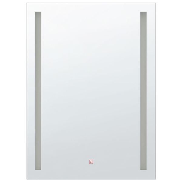 Rechteckiger Badspiegel mit LED-Beleuchtung an den Seiten und Ein- und Ausschalter