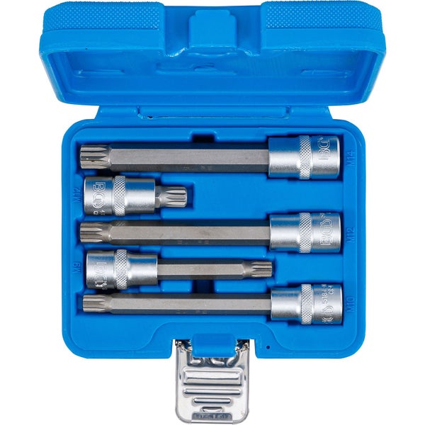 BGS Bit-Einsatz-Satz Antrieb Innenvierkant 12,5 mm (1/2) Innenvielzahn (für XZN) 5tlg. - 8449